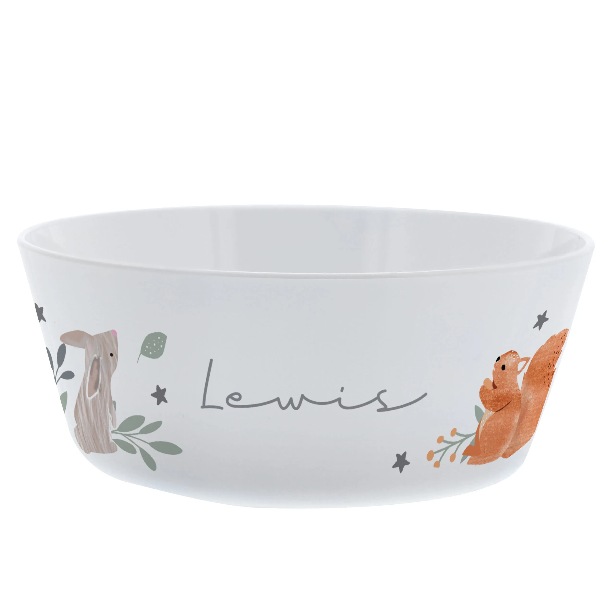 Personalised Children's Woodland Animals Design White Plastic Bowl - Image 4