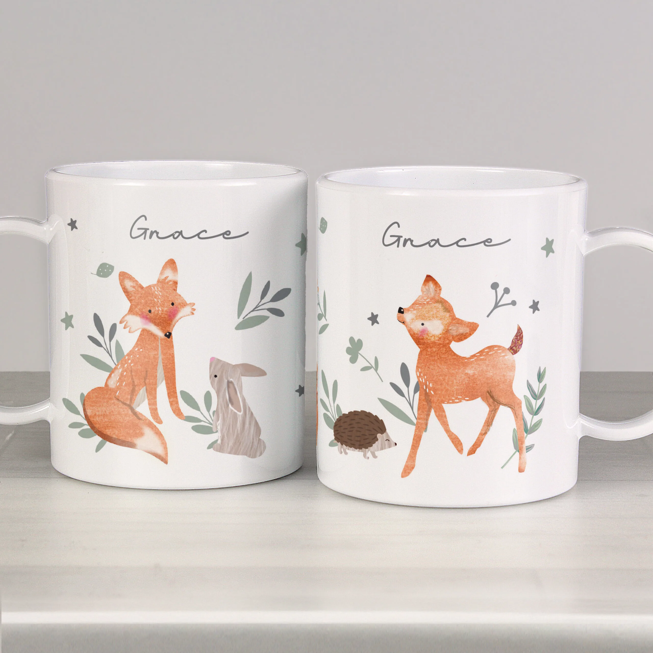 Personalised Children's Woodland Animals Design Plastic Mug - Image 3
