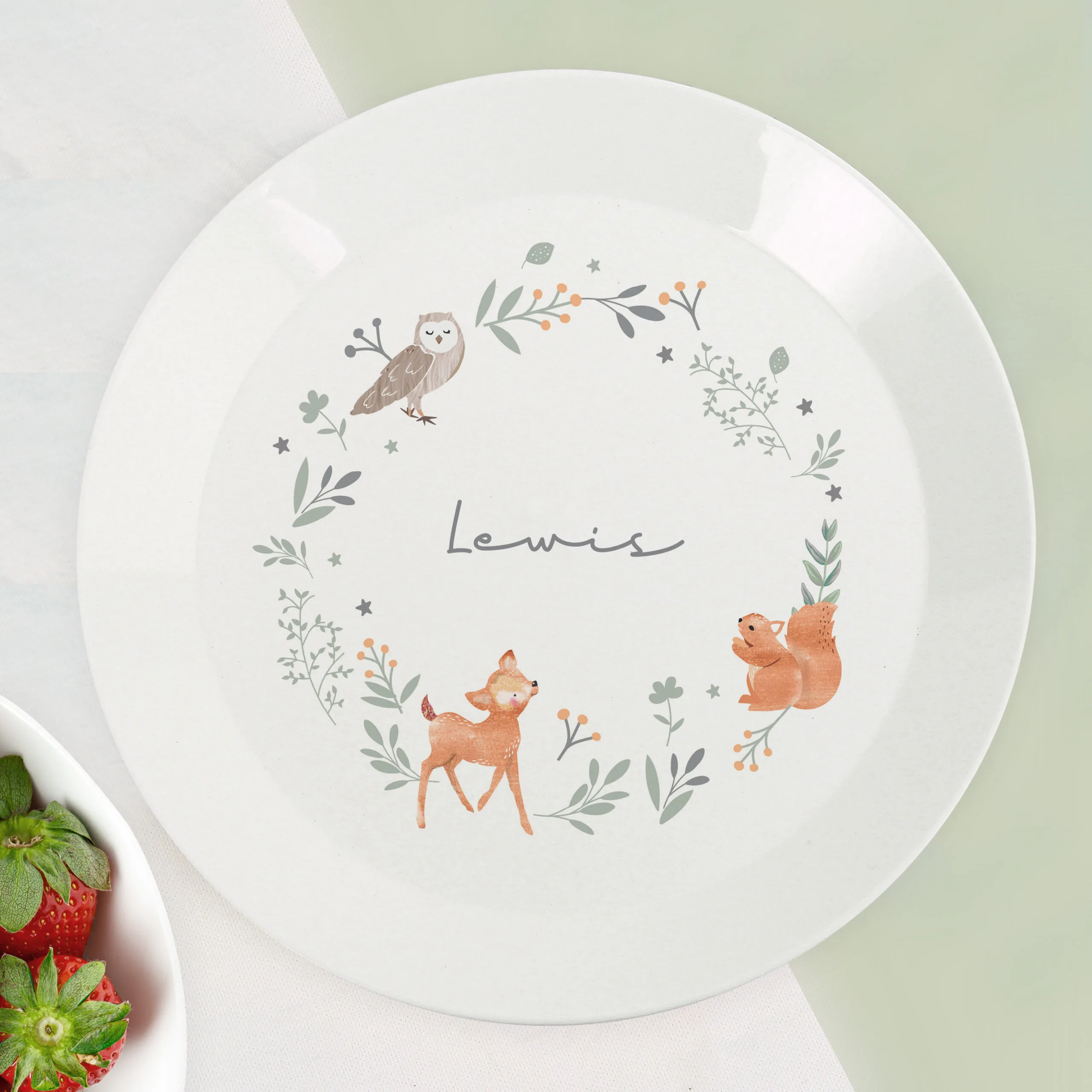 Personalised Children's Woodland Animals Design Plastic Plate - Image 3