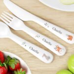 Personalised Children's Woodland Animals Design 3-Piece Plastic Cutlery Set