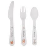 Personalised Children's Woodland Animals Design 3-Piece Plastic Cutlery Set - Image 4
