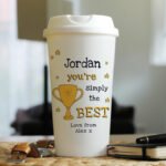Personalised 'You're Simply The Best' Trophy Motif Plastic Travel Cup - Image 2