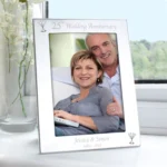 Personalised ‘25th Wedding Anniversary’ 5×7 Portrait Silver Aluminium Photo Frame