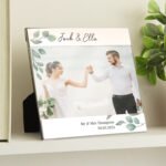 Personalised Botanical Design 6×4 Landscape Square Silver Photo Frame - Image 2