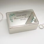Personalised Any Message Botanical Design Silver Nickel Plated Rectangular Jewellery Box - Image 7