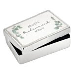Personalised Any Message Botanical Design Silver Nickel Plated Rectangular Jewellery Box - Image 8