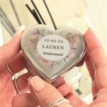 Personalised Floral Watercolour Design Heart Shaped Silver Nickel Plated Trinket Box - Image 2