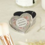 Personalised Floral Watercolour Design Heart Shaped Silver Nickel Plated Trinket Box - Image 3
