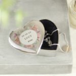Personalised Floral Watercolour Design Heart Shaped Silver Nickel Plated Trinket Box - Image 4