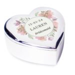 Personalised Floral Watercolour Design Heart Shaped Silver Nickel Plated Trinket Box - Image 5