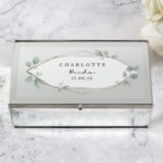 Personalised Any Message Botanical Design Mirrored Glass Jewellery Box