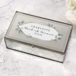 Personalised Any Message Botanical Design Mirrored Glass Jewellery Box - Image 3