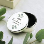 Personalised Any Message Botanical Design Silver Finish Ring Box - Image 4