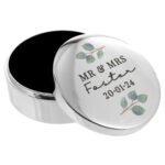 Personalised Any Message Botanical Design Silver Finish Ring Box - Image 6