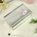 Personalised Name Only Floral Design Mirrored Glass Jewellery Box - Image 3