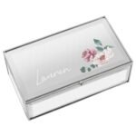 Personalised Name Only Floral Design Mirrored Glass Jewellery Box - Image 6