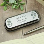 Personalised Any Message Botanical Design Chrome Plated Pen & Gift Box Set