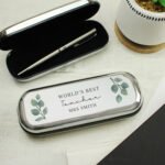 Personalised Any Message Botanical Design Chrome Plated Pen & Gift Box Set - Image 4