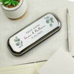 Personalised Any Message Botanical Design Chrome Plated Pen & Gift Box Set - Image 6