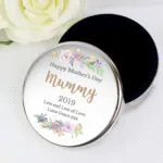 Personalised Floral Watercolour Design Round Silver Nickel Plated Trinket Box