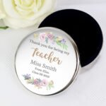 Personalised Floral Watercolour Design Round Silver Nickel Plated Trinket Box - Image 2