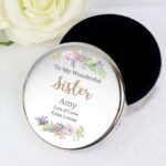Personalised Floral Watercolour Design Round Silver Nickel Plated Trinket Box - Image 4