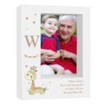 Personalised Hessian Giraffe Design 5x7 Portrait White Plastic Box Photo Frame - Image 2