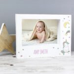 Personalised Baby Unicorn Design 7x5 Landscape White Plastic Box Photo Frame - Image 2
