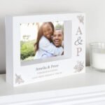 Personalised Couples Initials 7x5 Landscape White Plastic Box Photo Frame