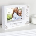 Personalised Couples Initials 7x5 Landscape White Plastic Box Photo Frame - Image 2
