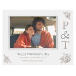 Personalised Couples Initials 7x5 Landscape White Plastic Box Photo Frame - Image 3