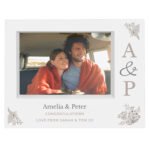 Personalised Couples Initials 7x5 Landscape White Plastic Box Photo Frame - Image 4