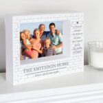 Personalised Family Heart Motif 7x5 Landscape White Plastic Box Photo Frame