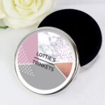 Personalised Geometric Design Round Silver Nickel Plated Trinket Box - Image 3