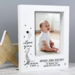 Personalised 'Love You To The Moon & Back' Baby 5x7 Portrait White Plastic Box Photo Frame