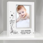 Personalised 'Love You To The Moon & Back' Baby 5x7 Portrait White Plastic Box Photo Frame - Image 2