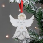 Personalised Memorial Angel Shaped Metal Christmas Decoration