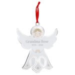 Personalised Memorial Angel Shaped Metal Christmas Decoration - Image 4