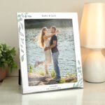 Personalised Any Message Botanical Design 8x10 Portrait Silver Aluminium Photo Frame