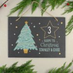 Personalised Christmas Chalk Countdown Large Hanging Slate Sign