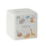 Personalised Safari Animals Design Ceramic Square Money Box - Image 5