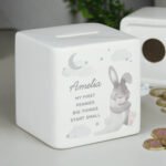 Personalised Baby Bunny Design Ceramic Square Money Box - Image 3