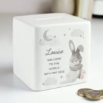 Personalised Baby Bunny Design Ceramic Square Money Box - Image 4