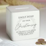 Personalised 'On Your Christening' Ceramic Square Money Box
