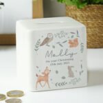 Personalised Woodland Animals Design Ceramic Square Money Box - Image 4