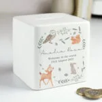 Personalised Woodland Animals Design Ceramic Square Money Box - Image 5