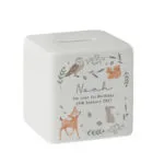 Personalised Woodland Animals Design Ceramic Square Money Box - Image 7