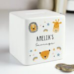 Personalised Scandi Safari Animals Design Ceramic Square Money Box - Image 5