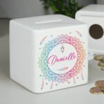 Personalised Name Only Dreamcatcher Design Ceramic Square Money Box - Image 6