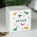 Personalised Name Only Dinosaur Design Ceramic Square Money Box - Image 5